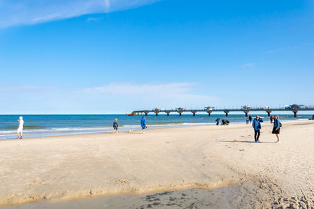 Miedzyzdroje, Poland -06.09.2021 - beach in Miedzyzdrojeのeditorial素材