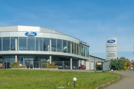 Czeladz, Poland -28.10.2021- Ford car showroom in Sosnowiecのeditorial素材