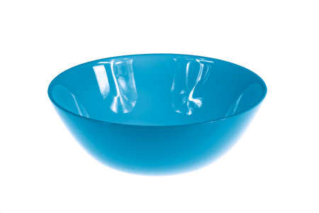 blue platter on white isolated backgroundの写真素材