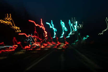 lights of cars with night. long exposureの写真素材