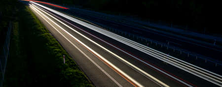 lights of moving cars at night. long exposureの写真素材