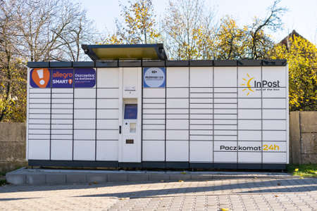 Mierzecice, Poland -31.10.2021- Parcel locker of Inpost in Mierzeciceのeditorial素材