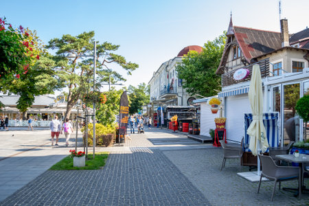 Miedzyzdroje, Poland -06.09.2021 - streets in the seaside town of Miedzyzdrojeのeditorial素材