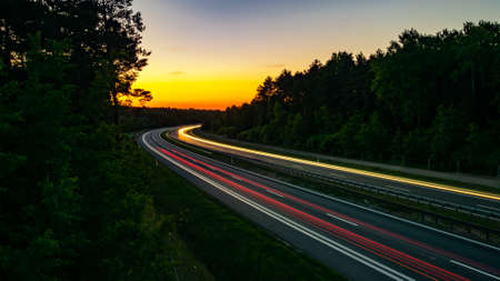 lights of cars with night. long exposureの写真素材
