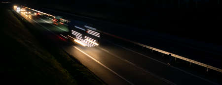 lights of cars with night. long exposureの写真素材
