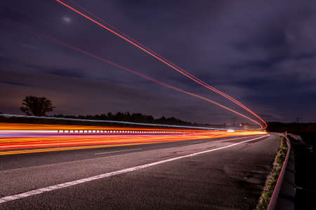 lights of cars with night. long exposureの写真素材