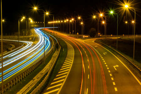 lights of cars with night. long exposureの写真素材