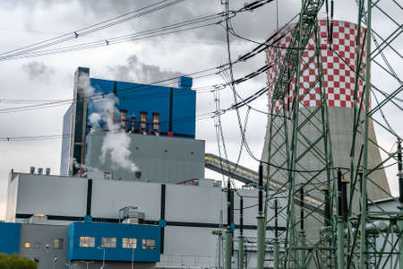 industrial coal power plant in Lagisza in Silesiaの写真素材