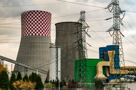 industrial coal power plant in Lagisza in Silesiaの写真素材