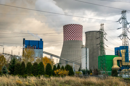 industrial coal power plant in Lagisza in Silesiaの写真素材