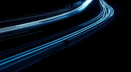 blue car lights at night. long exposureの写真素材