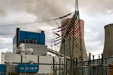 industrial coal power plant in Lagisza in Silesiaの写真素材