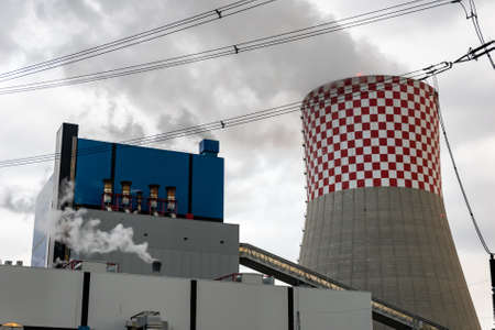 industrial coal power plant in Lagisza in Silesiaの写真素材