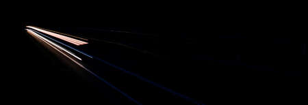 lights of moving cars at night. long exposureの写真素材
