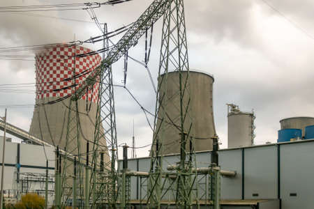 industrial coal power plant in Lagisza in Silesiaの写真素材