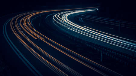 lights of cars with night. long exposureの写真素材