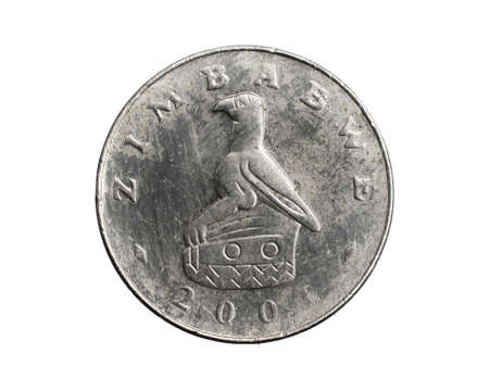 Zimbabwe fifty cents coin on a white isolated backgroundの写真素材