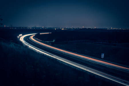 lights of cars with night. long exposureの写真素材