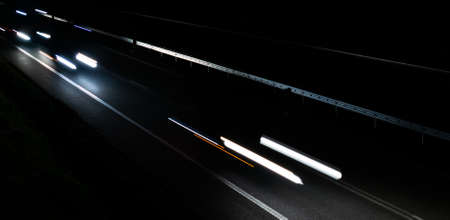 lights of moving cars at night. long exposureの写真素材