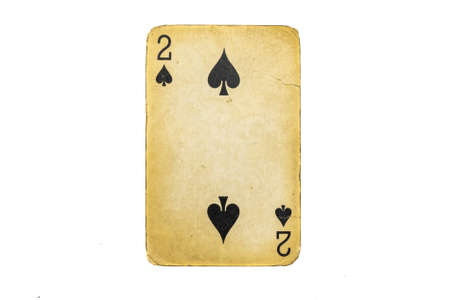 old dirty poker card isolated on whiteの写真素材