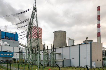 industrial coal power plant in Lagisza in Silesiaの写真素材