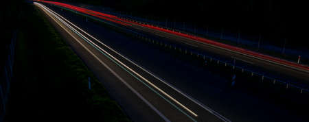 lights of moving cars at night. long exposureの写真素材