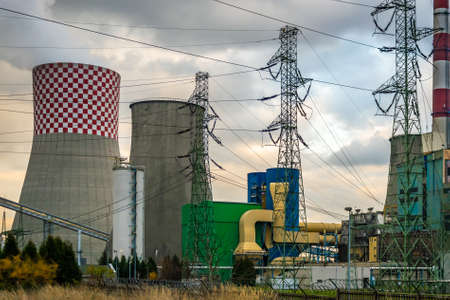industrial coal power plant in Lagisza in Silesiaの写真素材