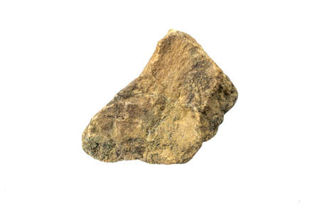 brown sandstone stone on white isolated backgroundの写真素材