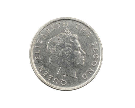 Caribbean ten cents coin on white isolated backgroundの写真素材