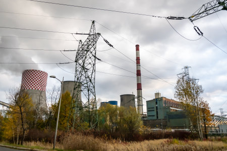 industrial coal power plant in Lagisza in Silesiaの写真素材