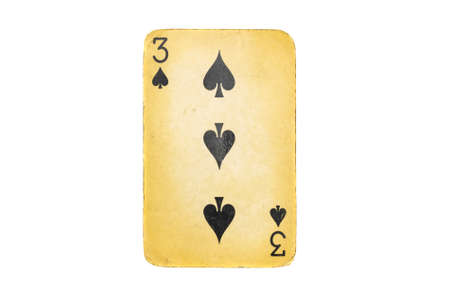 old dirty poker card isolated on whiteの写真素材