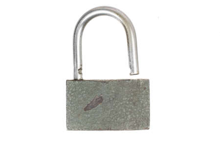 old padlock on a white isolated backgroundの写真素材