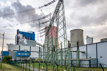 industrial coal power plant in Lagisza in Silesiaの写真素材