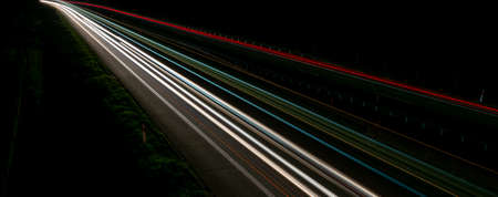 lights of moving cars at night. long exposureの写真素材