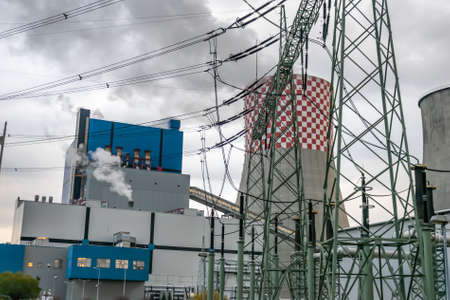 industrial coal power plant in Lagisza in Silesiaの写真素材