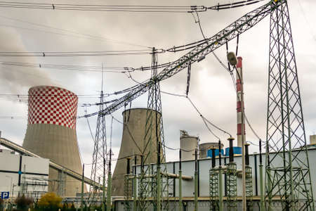 industrial coal power plant in Lagisza in Silesiaの写真素材