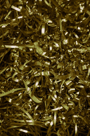 golden steel shavings with visible details. background or textureの写真素材