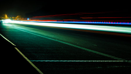 lights of cars with night. long exposureの写真素材