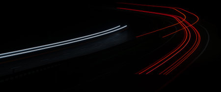 lights of moving cars at night. long exposureの写真素材