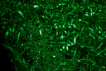green steel shavings with visible details. background or textureの写真素材