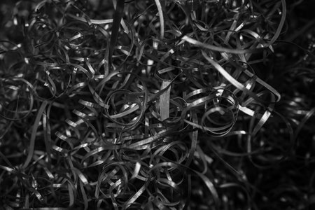 silver steel shavings with visible details. background or textureの写真素材