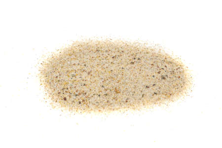 grains of sand on the white isolated backgroundの写真素材
