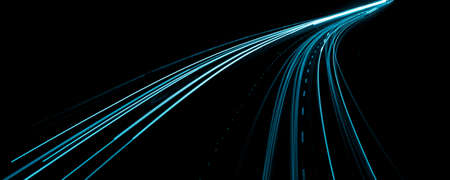 blue car lights at night. long exposureの写真素材