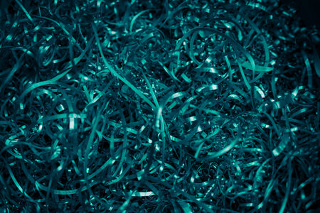 blue steel shavings with visible details. background or textureの写真素材