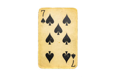 old dirty poker card isolated on whiteの写真素材