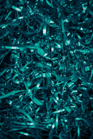 blue steel shavings with visible details. background or textureの写真素材