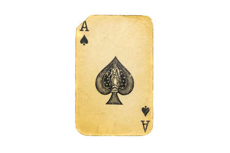 old dirty poker card isolated on whiteの写真素材