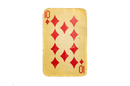 old dirty poker card isolated on whiteの写真素材
