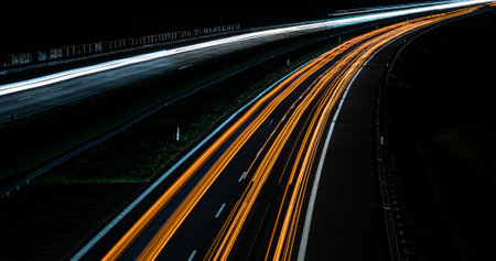lights of cars with night. long exposureの写真素材