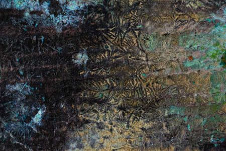 copper sheet with colored patina. background or texture